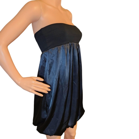 Y2K Joyce Leslie Blk Bandeau Top Bubble Hem Dress Sz S Tube Top HOCO PROM PARTY - Picture 2 of 12